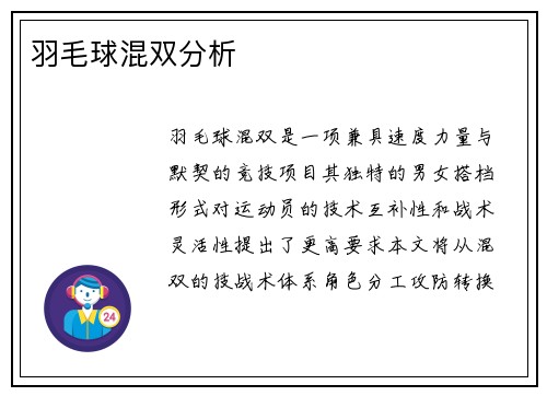 羽毛球混双分析